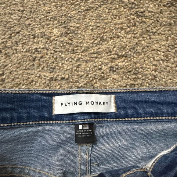 FLYING MONKEY Shorts 26 Cut off Distressed Mid Rise Denim Bermuda Modest - Picture 7 of 11